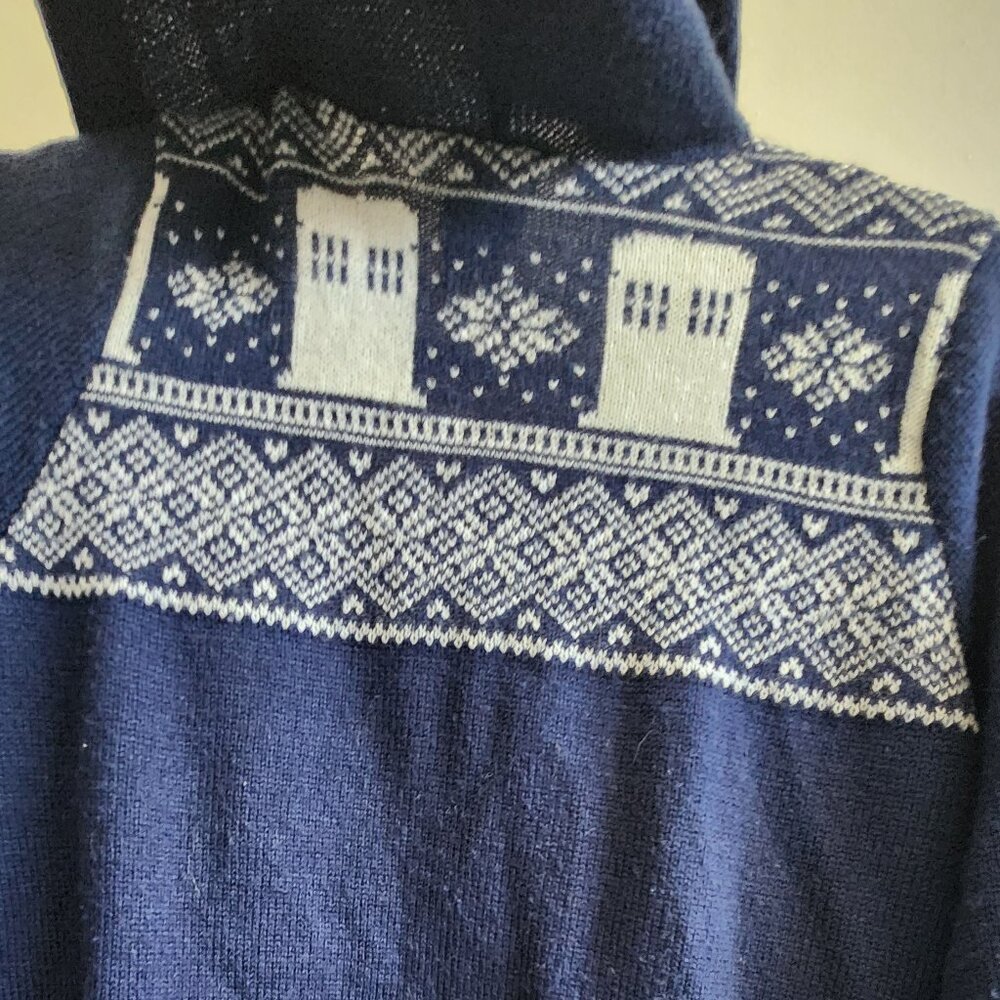 Doctor Who Her Universe Women's Hooded Cardigan; Navy; Fairisle; XS